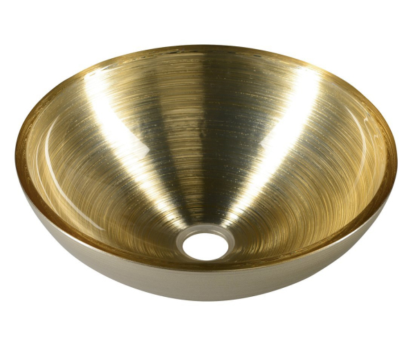 Sapho Murano Soft Brown Skleněné Umyvadlo Na Desku, Průměr 40cm, Zlatá/stříbrná