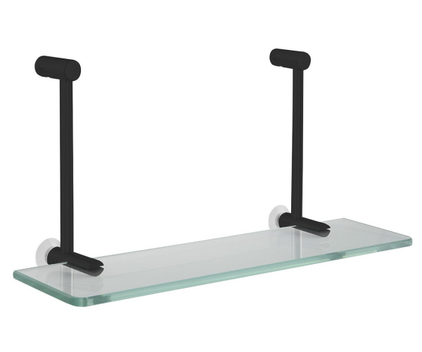 Sapho Závěsná Skleněná Polička Na Sprchovou Zástěnu 400x180x125mm, černá Mat