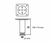 Aqualine Zoja Výškově Stavitelná Nožička, Výška 100-110mm, černá Mat