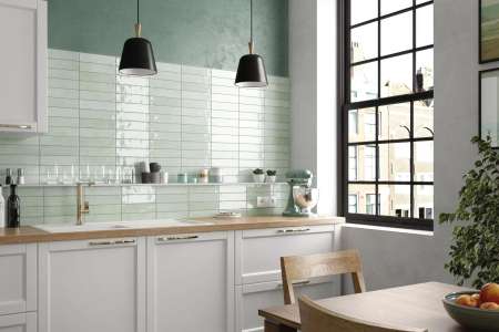 Mintově zelený obklad do kuchyně Equipe Tribeca Seaglass Mint s lesklým povrchem