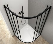 Aqualine Arleta Black čtvrtkruhová Sprchová Zástěna 800x800mm, čiré Sklo
