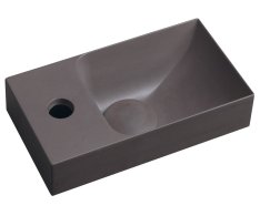Sapho Piccolino Betonové Umývátko 30,8x17cm, Baterie Vlevo, Tmavě Hnědá Mat