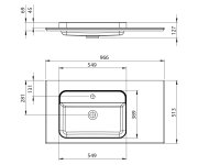 Sapho Brahea Umyvadlo 96,6x51,5cm (75+20), Rockstone, Levé, Bílá Mat