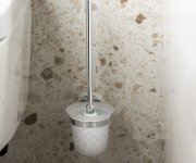 Sapho Larissa Wc štětka Závěsná, Mléčné Sklo, Chrom
