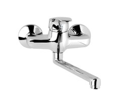 Mereo Dřezová Nástěnná Baterie, Sonáta, 100 Mm, S Ramínkem Plochým Rovným 160 Mm, Chrom
