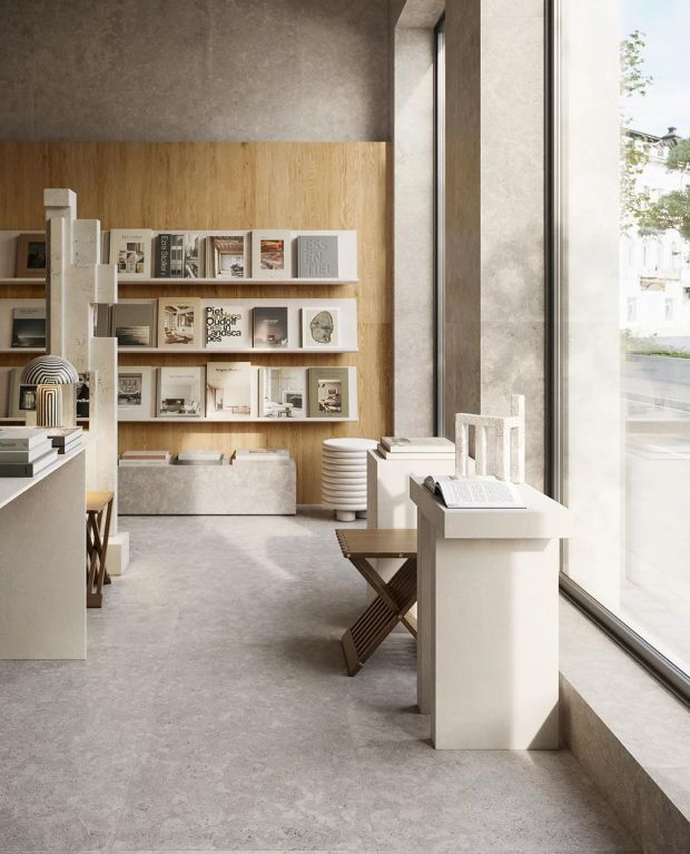 Realizace CSA_UNIONSTONE 2_Cedre Grey60x120-Sunwood Natural30120_book shop