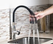 Sapho Sili Stojánková Dřezová Baterie, Flexibilní Ramínko, černá/chrom
