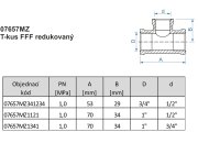 T - Kus Redukovaný - Mosaz - 3/4" X 1/2" X 3/4" 07657MZ341234
