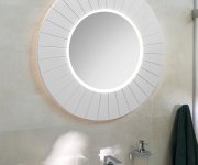 Sapho Lumiro Strip Kulaté Zrcadlo S Led Osvětlením V Rámu ø 90cm, Bílá Mat