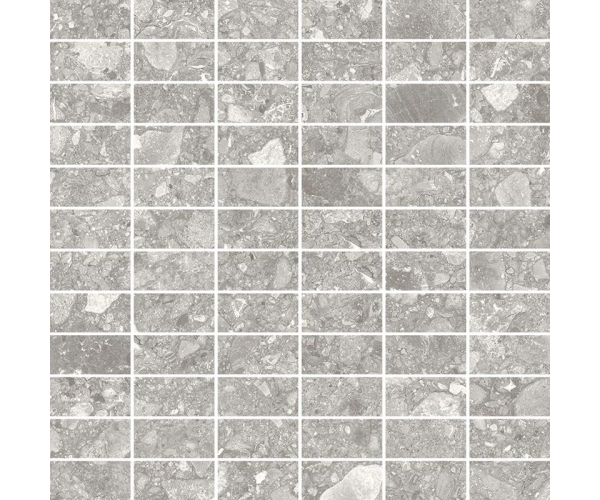 Mozaika jako terrazzo Mirage NORR Vit RR01 Mattoncino 30x30 Nat. - šedá