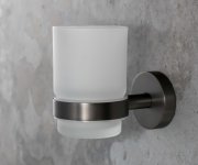 Sapho X-round Gun Metal Sklenka, Mléčné Sklo, Gun Metal