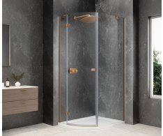 Polysan Globe Copper Matt čtvrtkruhový Sprchový Kout 800x900mm, čiré Sklo, Levé