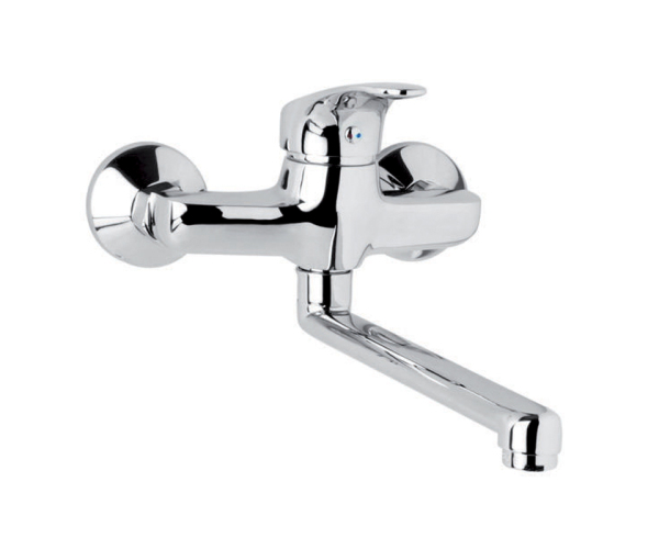 Mereo Dřezová Nástěnná Baterie, Sonáta, 150 Mm, S Ramínkem Plochým Rovným 210 Mm, Chrom