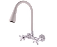 Umyvadlová/dřezová baterie s flexibilním ramínkem MORAVA RETRO chrom/šedá 150 mm MK