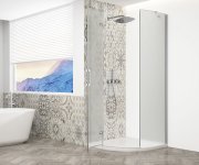 Gelco Trinity Chrome čtvrtkruhový Sprchový Kout 900x900mm, Matné Sklo, Levé
