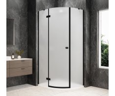 Polysan Globe Black čtvrtkruhový Sprchový Kout 1000x900mm, Matné Sklo, Levé