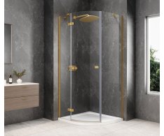 Polysan Globe Gold Matt čtvrtkruhový Sprchový Kout 1000x1000mm, čiré Sklo, Levé