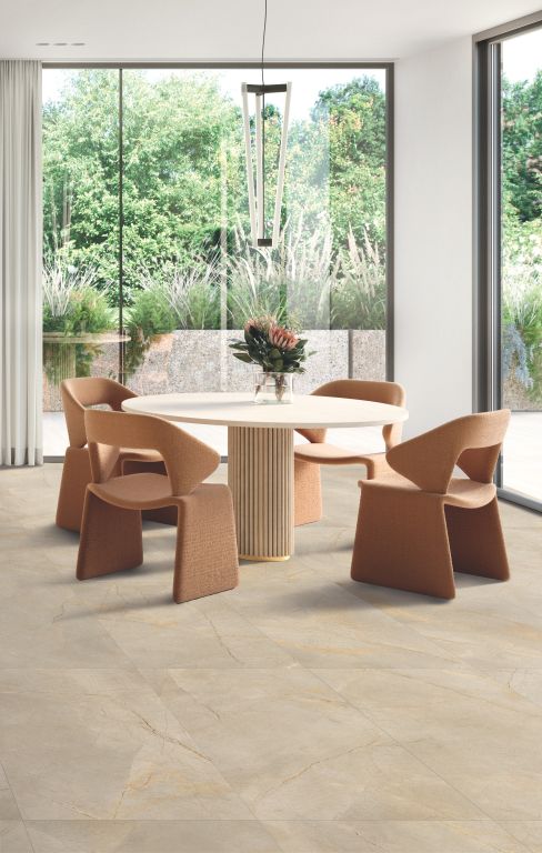 Realizace Gardenia La Geoteca Marfil 60x120 cm – béžová dlažba v imitaci kamene