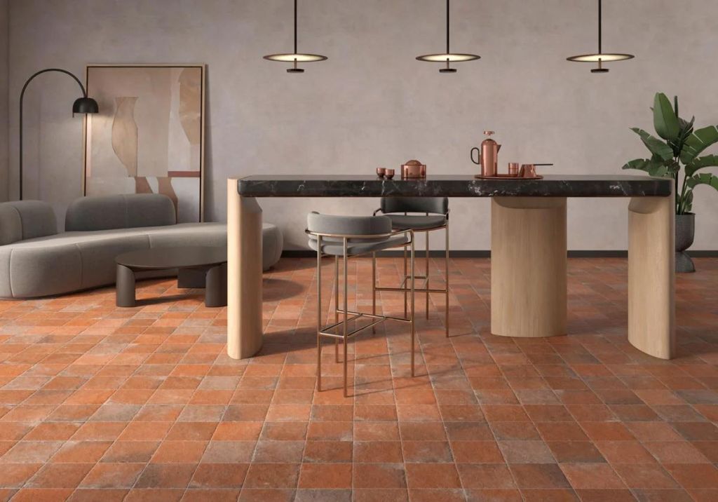 Realizace Komerční prostor s proměnlivou cihlovou dlažbou Geotiles Terracotta