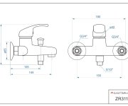 Vanová Stěnová Baterie Bez Příslušenství, Rozteč 150 Mm - Chrom – Zora ZR3110