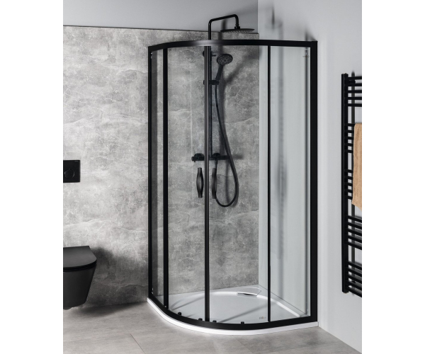 Gelco Sigma Simply Black čtvrtkruhová Sprchová Zástěna 1000x1000 Mm, R550, čiré Sklo