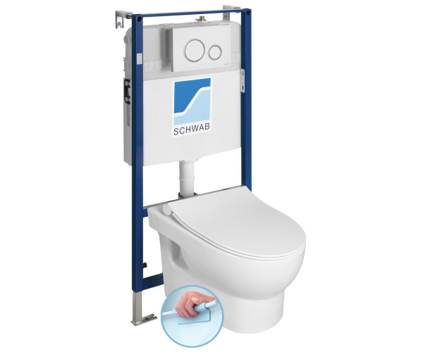 Sapho Absolute Závěsné Wc Rimless S Podomítkovou Nádržkou A Tlačítkem Schwab, Bílá