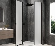 Polysan Globe Black čtvrtkruhový Sprchový Kout 1000x900mm, Matné Sklo, Levé