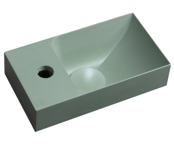 Sapho Piccolino Betonové Umývátko 30,8x17cm, Baterie Vlevo, Zelená Mat