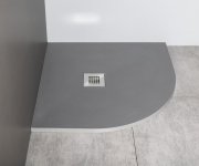 Gelco Mitia Sprchová Vanička Z Litého Mramoru, čtvrtkruh 90x90cm, šedá