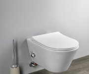 Sapho Závěsné Wc Avva Cleanwash , Integr. Baterie A Bidet. Sprška S Podomítkovou Nádržkou A Tlačítkem Schwab, Bílá