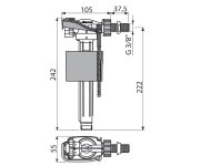 Napouštěcí Ventil Boční 3/8",pro Keramické Nádržky - Kovový Závit ALC-A160-38