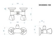 Sprchová Stěnová Kohoutková Baterie Bez Příslušenství, Rozteč 100mm-chrom - Madison SK00880-100
