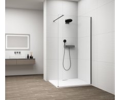 Polysan Esca Gun Metal Jednodílná Sprchová Zástěna K Instalaci Ke Stěně, Sklo čiré, 900 Mm