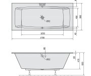 Polysan Kvadra Slim Obdélníková Vana 170x80x47cm, Bílá