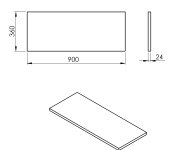 Sapho Plato Deska Rockstone 900x24x360mm, Bílá Mat