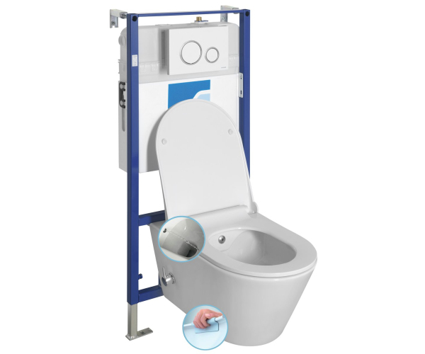 Sapho Závěsné Wc Avva Cleanwash , Integr. Baterie A Bidet. Sprška S Podomítkovou Nád
