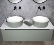 Sapho Thin Umyvadlo Na Desku, Rockstone, ø 38 Cm, Bílá Mat/verde