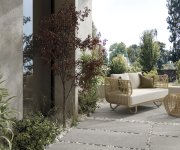 Dlažba MGM Limestone Silver Rett. (tl. 20mm) položená do štěrku