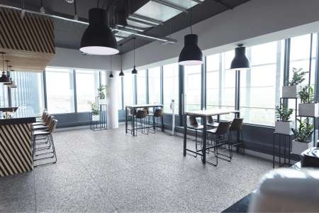 Industriální restaurace s terrazzo dlažbou Gambini D_Project