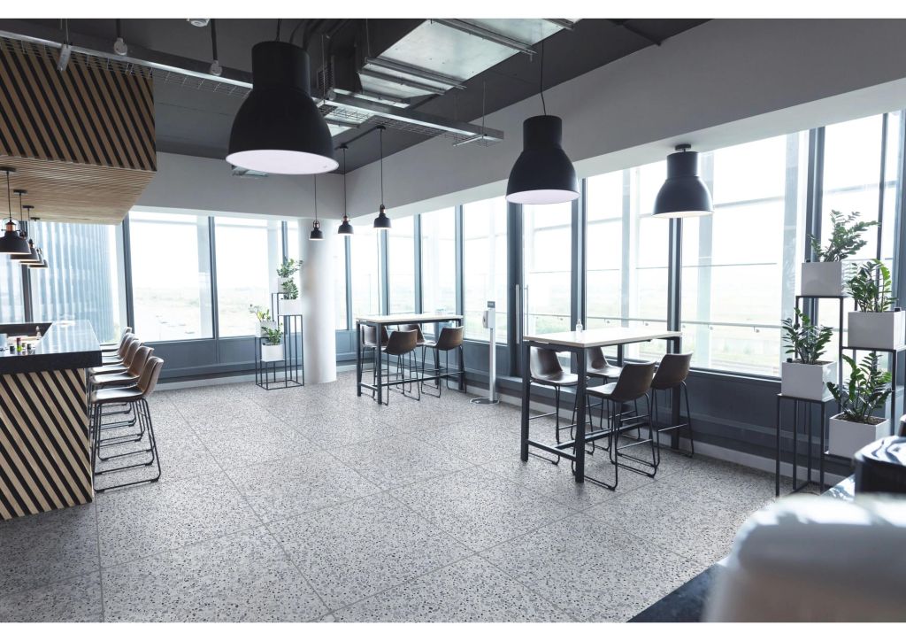 Realizace Industriální restaurace s terrazzo dlažbou Gambini D_Project