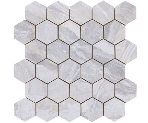 Dlažba jako mramor Cifre Luxury Hexagon White 26x27 Luc. - šedá