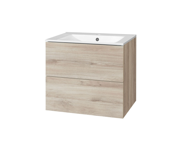 Mereo Aira, Koupelnová Skříňka S Keramickým Umyvadlem 61 Cm, Dub Kronberg