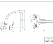 Dřezová Stěnová Baterie S Přední Ovládací Pákou A Horním Ramínkem, Rozteč 100 Mm, Klik-klak - Chrom - Mars MA3115-U100