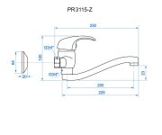 Dřezová Stěnová Baterie S Tvarovaným Plochým Ramínkem, Rozteč 150 Mm, Klik-klak - Chrom - Perla PR3115-Z