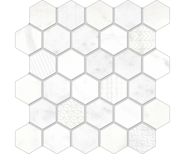 Mozaika jako kámen EdimaxAstor Concert Mosaico Esagonale White Texture 25x26 Matt. - bílá