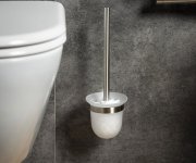 Sapho X-steel Wc štětka Závěsná, Mléčné Sklo, Nerez Mat