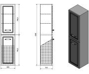 Aqualine Favolo Vysoká Skříňka Košem 40x150x31cm, Bílá Mat