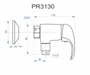 Sprchová Stěnová Baterie Bez Příslušenství, Rozteč 100 Mm, Klik-klak - Chrom - Perla PR3130-100