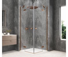 Polysan Globe Copper Matt čtvercový Sprchový Kout 900x900mm, Rohový Vstup, čiré Sklo