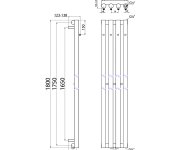 Sapho Pilon Otopné Těleso 270x1800mm, Se čtyřmi Háčky Pro Ručník, černá Mat